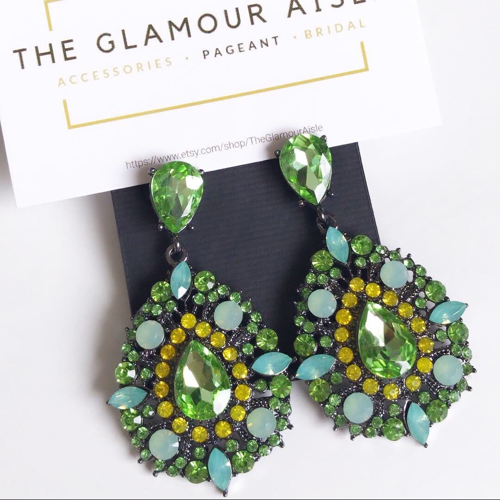 Green Lauren Crystal Drop